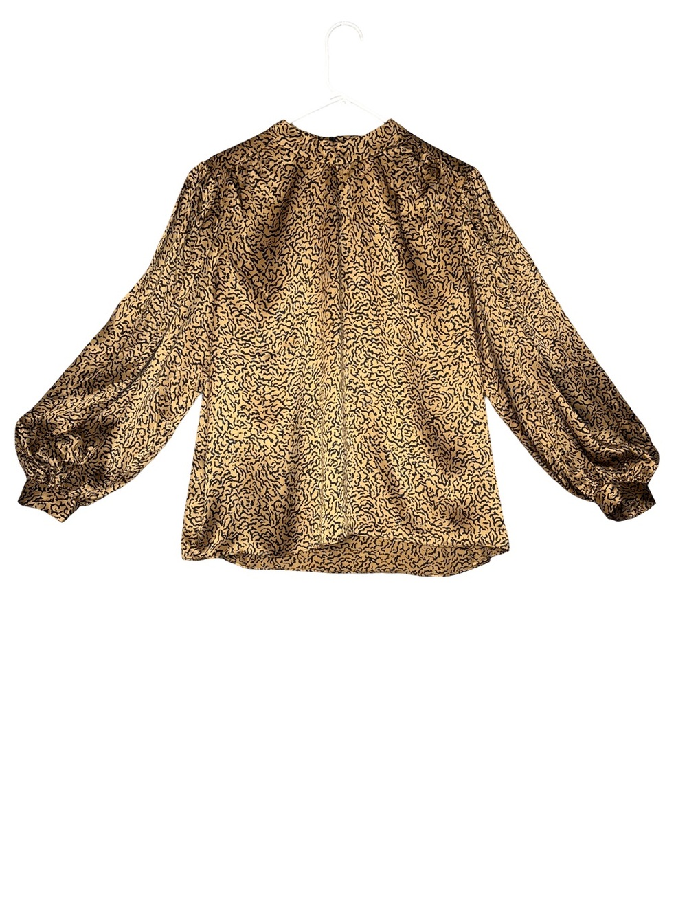 Frame Silk Satin Animal-Print Balloon-Sleeve Blouse M NWT